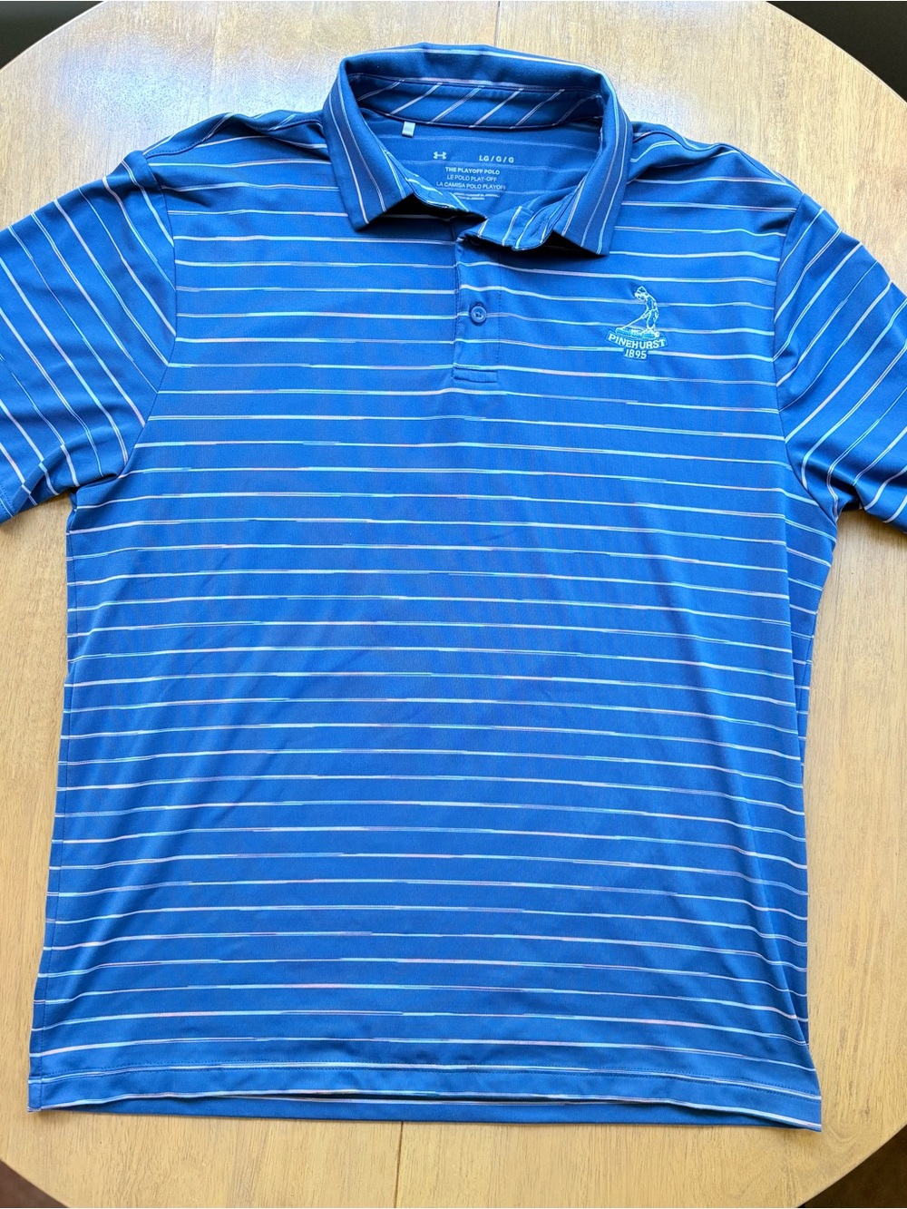 Under Armour Blue Striped Pinehurst Polo - Picture 2 of 5
